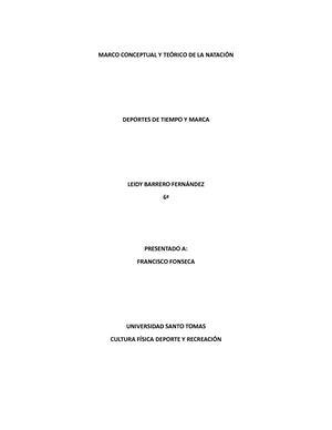 Marco Conceptual Y Teorico De La Natación