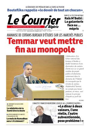 Le Courrier D'Algérie Du Mardi 20 Mars 2018