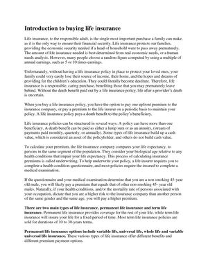 Introduction To Buying Life Insurance