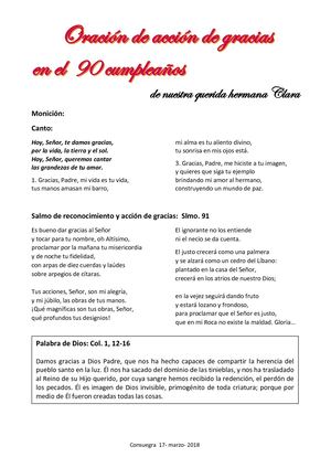 Oración de Acción de Gracias