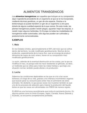 Alimentos Transgenicos