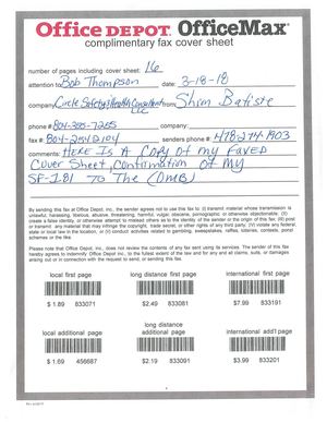 Shion Batiste SF181 faxed & confirmation proof to Human Resources of my current employment