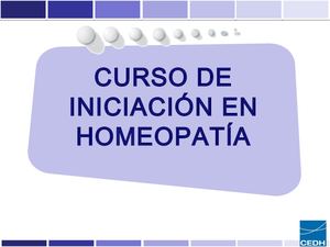 Curso De Iniciacion De Homeopatia