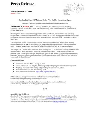 Howling Bird Press Press Release