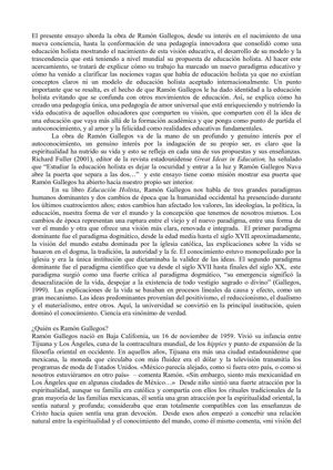Ramón Gallegos y la educación que la humanidad necesita