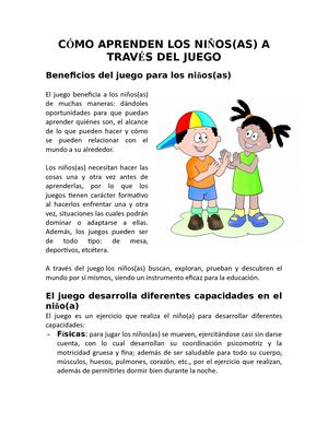 Anexo 5 Cómo Aprenden Los Niños A Través Del Juego