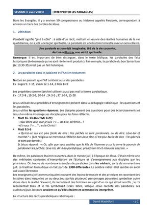 Livret Session 3 Bien Comprendre Et Interpreter Les Paraboles