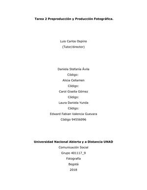 Tarea 2 Preproducción Y Producción Fotográfica Documento Final