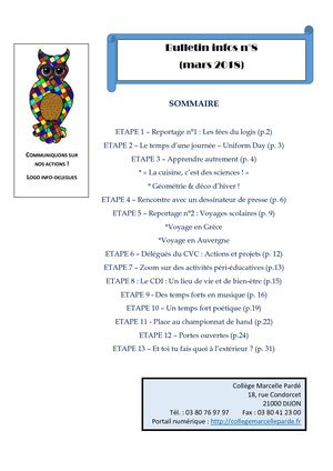 Bulletin infos n°8 (mars 2018)