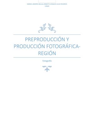 Preproducción Y Producción Fotográfica