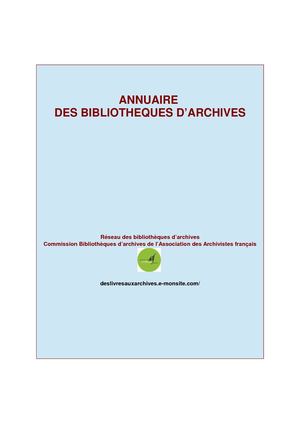 AAF - commission bibliothèque d'archives - annuaire