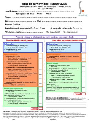 Fiche De Suivi Mouvement Se Unsa