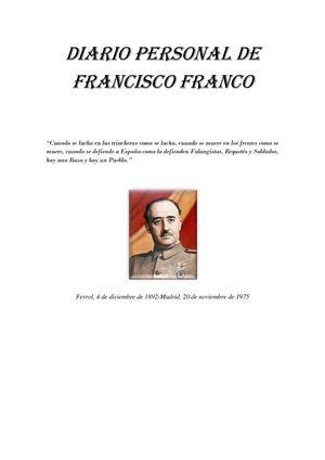 Diario Personal De Francisco Franco