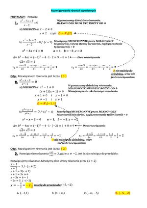 Rozwiązywanie Równań Wymiernych