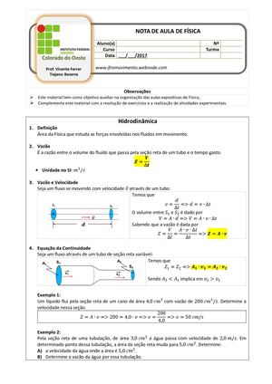 Nota De Aula Hidrodinâmica