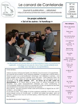 Journal 14 Collège Cantelande Concours 2018