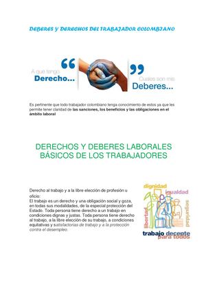 Deberes Y Derechos Del Trabajador Colombiano 2