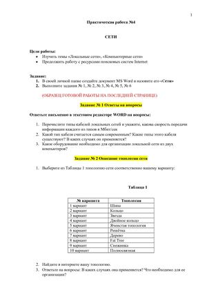 Практическая работа СЕТИ № 4