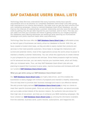 31 SAP DATABASE USERS EMAIL LISTS