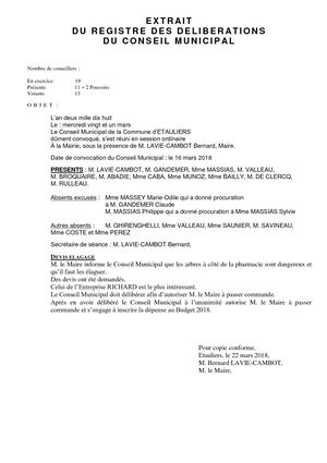 Délib - Devis élagage