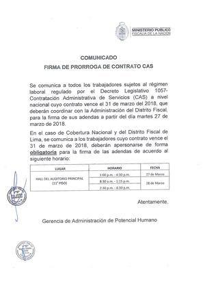 Firma de Prórroga de Contrato CAS