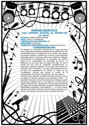 Unidad Didàctica Luz, Camara, Accion El Teatro En La Sala