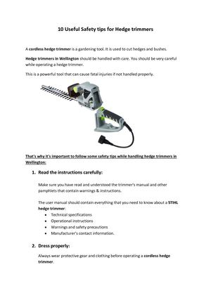 10 Useful Safety Tips For Hedge Trimmers