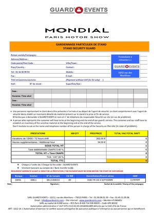 Bon De Commande Order Form Guard Events Mondial Pms 2018