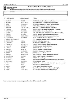 Obras Y Artistas Trabajo De Situación De Aprendizaje Nº 5