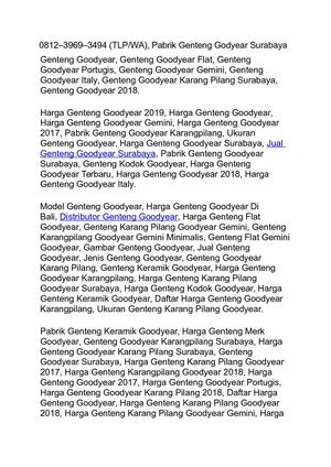 Harga Genteng Goodyear Karang Pilang 2018, 0812-3969-3494 (WA)