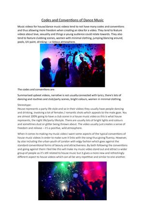 Codes And Conventions Of Dance Music