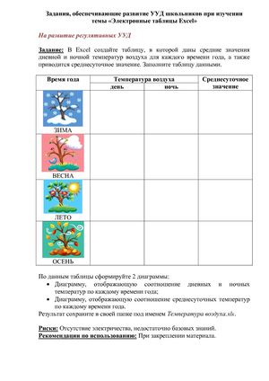 Тетрадь заданий по информатике, 8 класс, Электронные таблицы