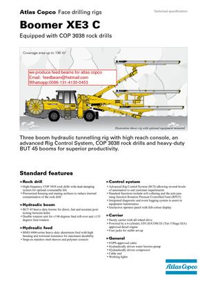 Feed Beam For Atlas Copco Boomer Boomer XE3 C