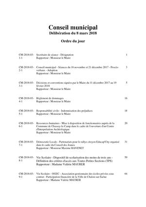 Délibérations du 8 Mars 2018
