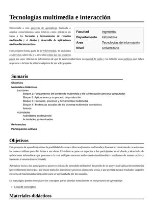 Tecnologías Multimedia E Interacción