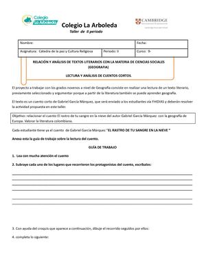 Taller El Rastro De Tu Sangre En La Nieve Novenos