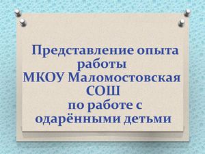 Представление опыта работы школы с одарёнными детьми