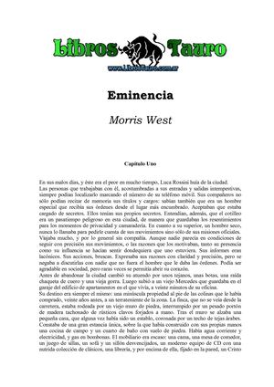 West, Morris - Eminencia
