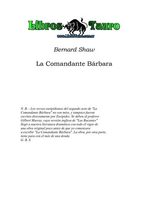 Shaw, Bernard - La Comandante Barbara