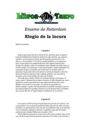 Rotterdam, Erasmo De - Elogio De La Locura