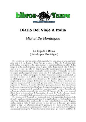 Montaigne, Michel De - Diario Del Viaje A Italia