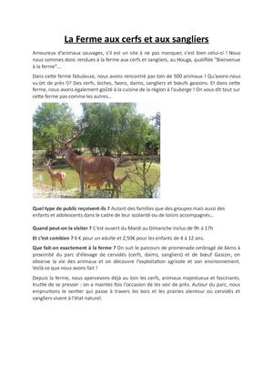 La Ferme Aux Cerfs Et Aux Sangliers