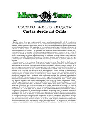 Becquer, Gustavo Adolfo - Cartas Desde Mi Celda
