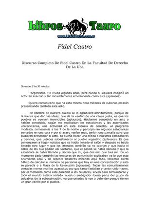 Castro, Fidel - Discurso Completo De Fidel Castro En La Facultad De Derecho De La Uba