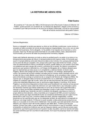 Castro, Fidel - La Historia Me Absolvera
