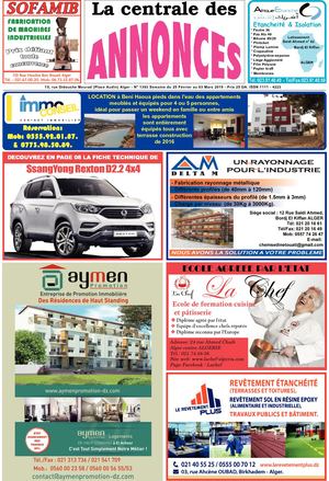 la centrale des annonces  N° 1393 Semaine du 25 Février au 03 Mars 2018 - Prix 25 DA. ISSN 1111 - 4223