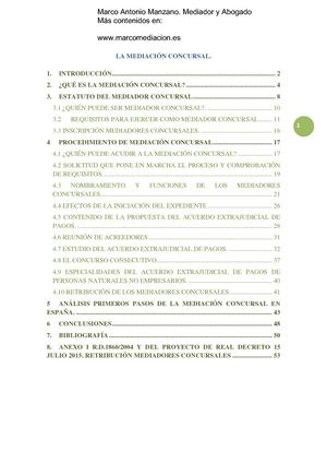 Mediación Concursal Estudio. Marco Antonio Manzano Mediador Concursal