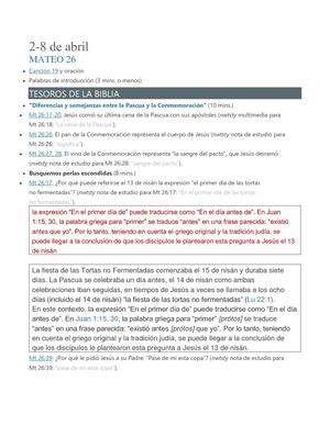 Comentarios para reunión guía y actividades 2-8 de abril de 2018