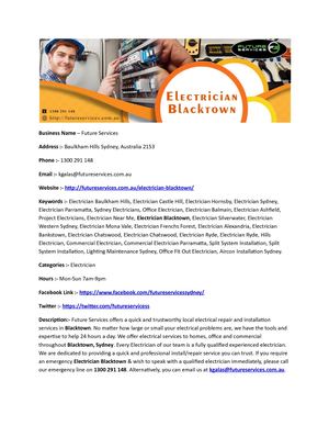 Electrician Blacktown | 24 Hour Emergency Electricians | 1300 291 148