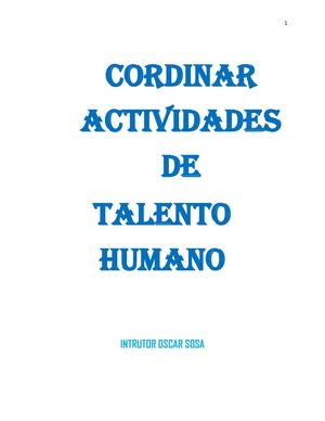 Proyecto Cordinar Actividades De Talento Humano